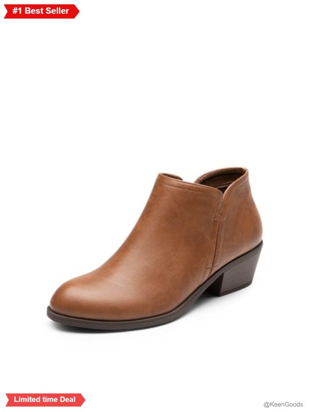 Women's Ankle Booties Low Chunky Heel Almond Toe Faux Suede Vegan Leather